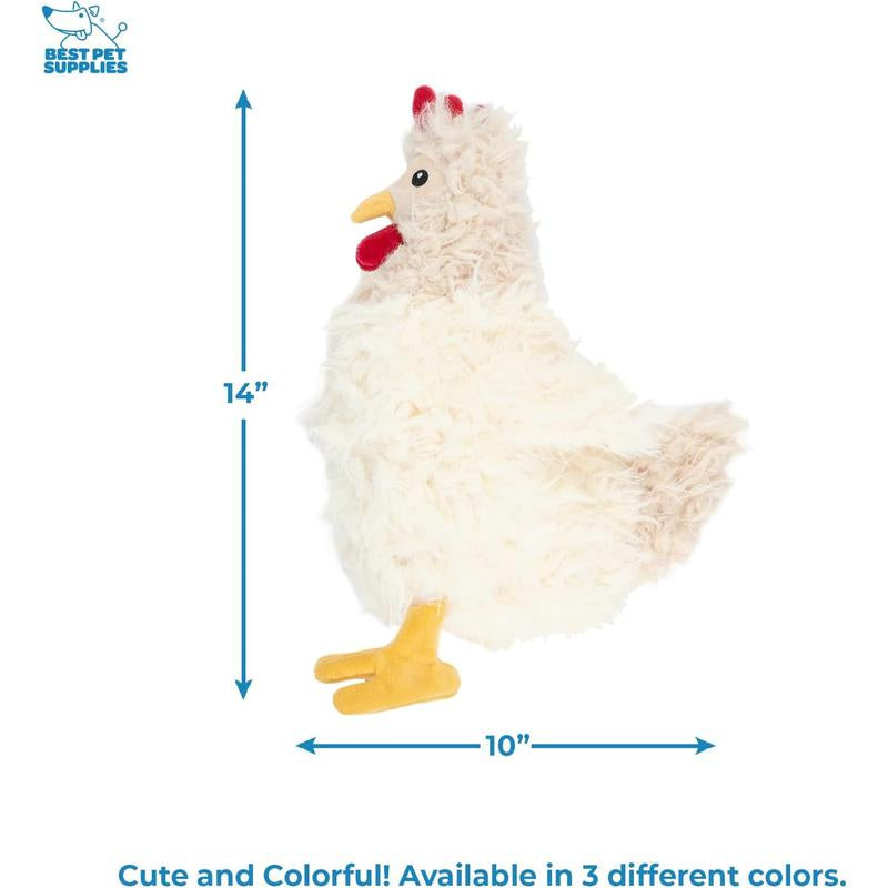 Best Pet Supplies Chicken Crinkle Plush Dog Toys for Interactive Play, Puppy and Senior Indoor Play, Colorful Chicken Toy Shape, Cute and Cuddly - Crinkle Chicken Bundle (Brown, Beige, Wine Red) Best Pet Supplies