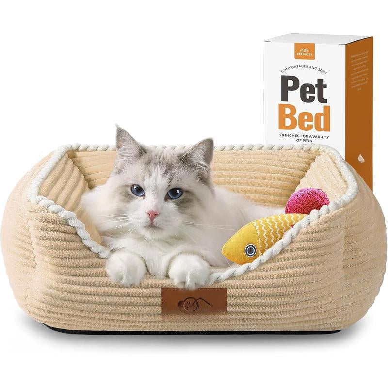 Bed for Medium Dogs, Sofa Beds Supportive Pet Couch Bed with Removable Washable Mat and Nonskid Bottom (Medium, Pink)