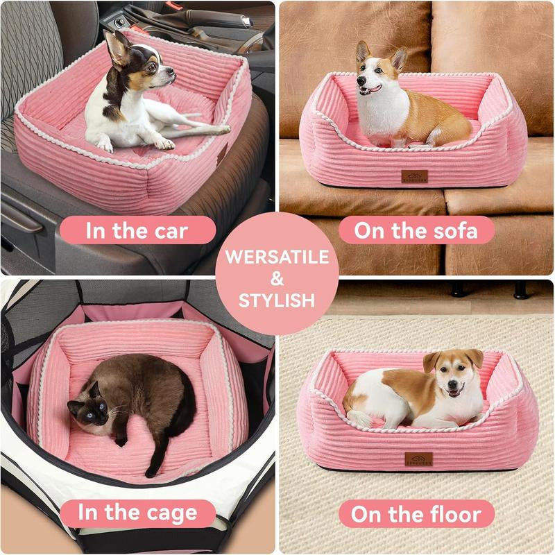 Bed for Medium Dogs, Sofa Beds Supportive Pet Couch Bed with Removable Washable Mat and Nonskid Bottom (Medium, Pink)