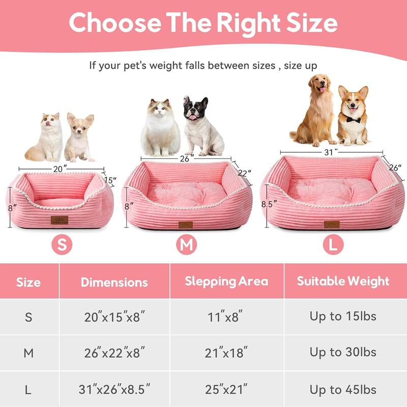 Bed for Medium Dogs, Sofa Beds Supportive Pet Couch Bed with Removable Washable Mat and Nonskid Bottom (Medium, Pink)
