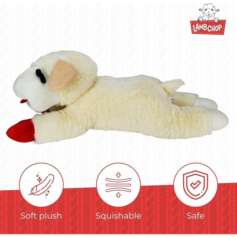 Multipet Lamb Chop Dog Plush Toy - Squeaky Dog Toy for All Dogs - Extra Soft Plush Dog Toy - Stuffed Animal Dog Toy for Cuddling & Playing - Jumbo Pet Toy (24", Cream) Multipet