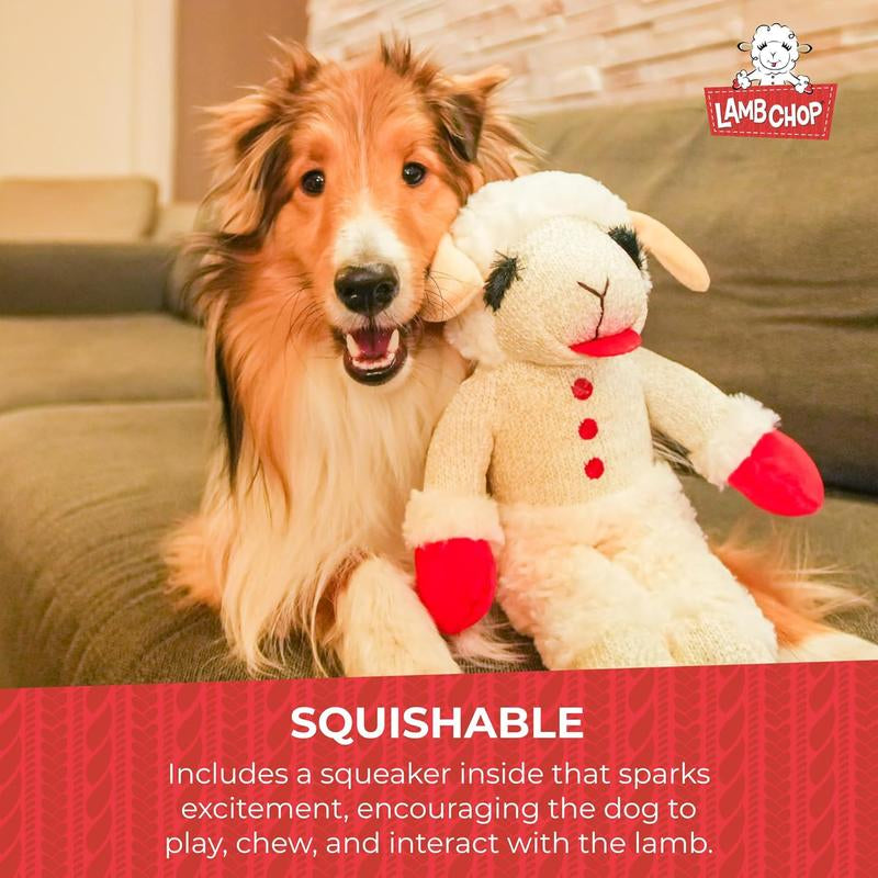 Multipet Lamb Chop Dog Plush Toy - Squeaky Dog Toy for All Dogs - Extra Soft Plush Dog Toy - Stuffed Animal Dog Toy for Cuddling & Playing - Jumbo Pet Toy (24", Cream) Multipet