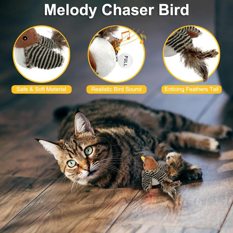 Simulation Bird Design Cat Toy, 1 Count/2 Counts Interactive Plush Cat Teaser Toys, Cat Teething Toy, Pet Supplies for Indoor Kitty Kitten Exercise Tools, Men Gifts