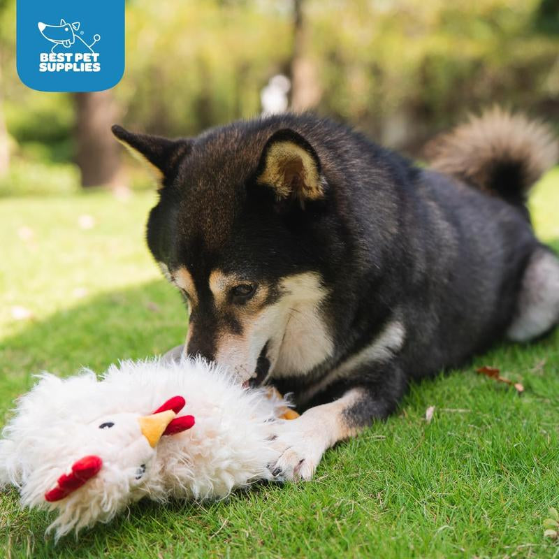 Best Pet Supplies Chicken Crinkle Plush Dog Toys for Interactive Play, Puppy and Senior Indoor Play, Colorful Chicken Toy Shape, Cute and Cuddly - Crinkle Chicken Bundle (Brown, Beige, Wine Red) Best Pet Supplies