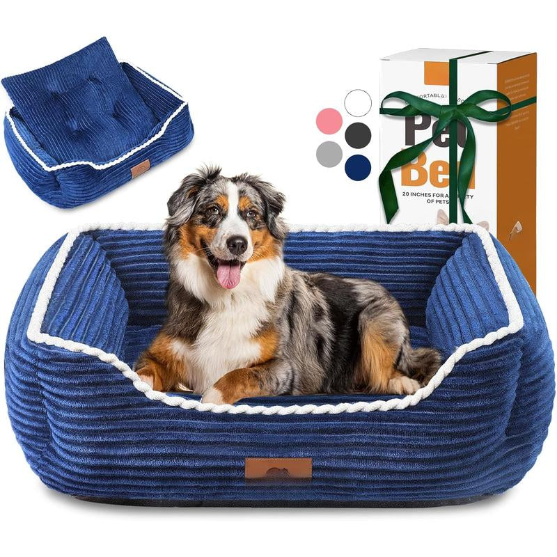 Bed for Medium Dogs, Sofa Beds Supportive Pet Couch Bed with Removable Washable Mat and Nonskid Bottom (Medium, Pink)