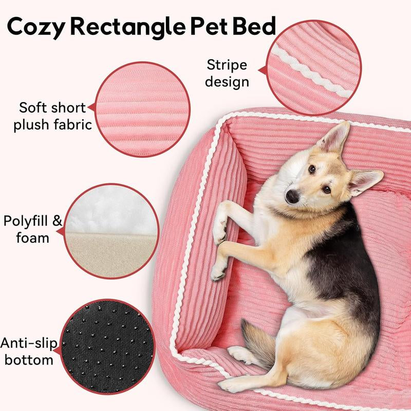 Bed for Medium Dogs, Sofa Beds Supportive Pet Couch Bed with Removable Washable Mat and Nonskid Bottom (Medium, Pink)