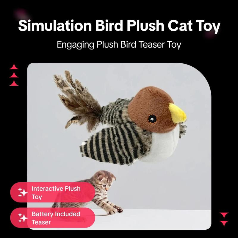 Simulation Bird Design Cat Toy, 1 Count/2 Counts Interactive Plush Cat Teaser Toys, Cat Teething Toy, Pet Supplies for Indoor Kitty Kitten Exercise Tools, Men Gifts
