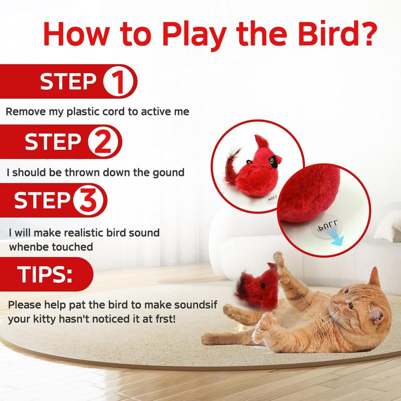 Simulation Bird Design Cat Toy, 1 Count/2 Counts Interactive Plush Cat Teaser Toys, Cat Teething Toy, Pet Supplies for Indoor Kitty Kitten Exercise Tools, Men Gifts