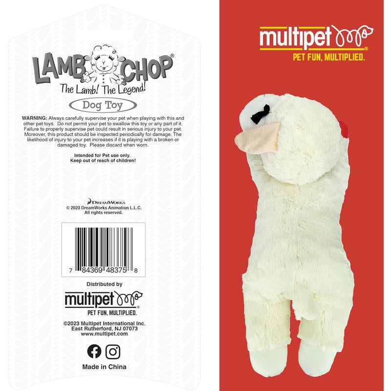 Multipet Lamb Chop Dog Plush Toy - Squeaky Dog Toy for All Dogs - Extra Soft Plush Dog Toy - Stuffed Animal Dog Toy for Cuddling & Playing - Jumbo Pet Toy (24", Cream) Multipet