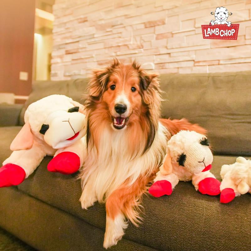 Multipet Lamb Chop Dog Plush Toy - Squeaky Dog Toy for All Dogs - Extra Soft Plush Dog Toy - Stuffed Animal Dog Toy for Cuddling & Playing - Jumbo Pet Toy (24", Cream) Multipet