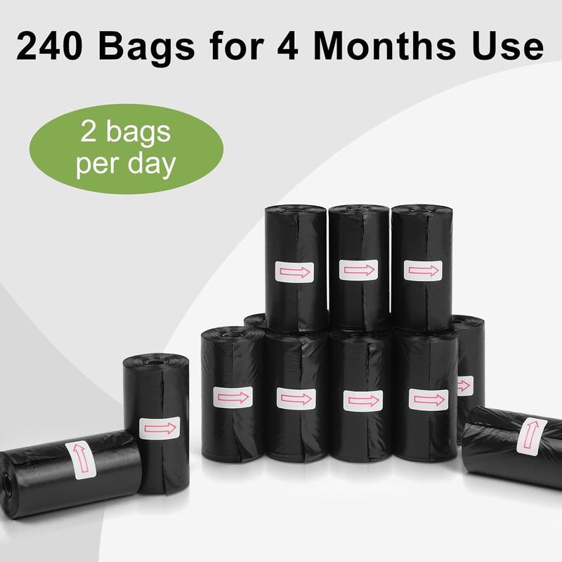 Dog Waste Bags, Poop Bags for Dogs, Extra Thick Strong Leak-Proof Doggy Bags 16 Rolls (240 Bags), Black
