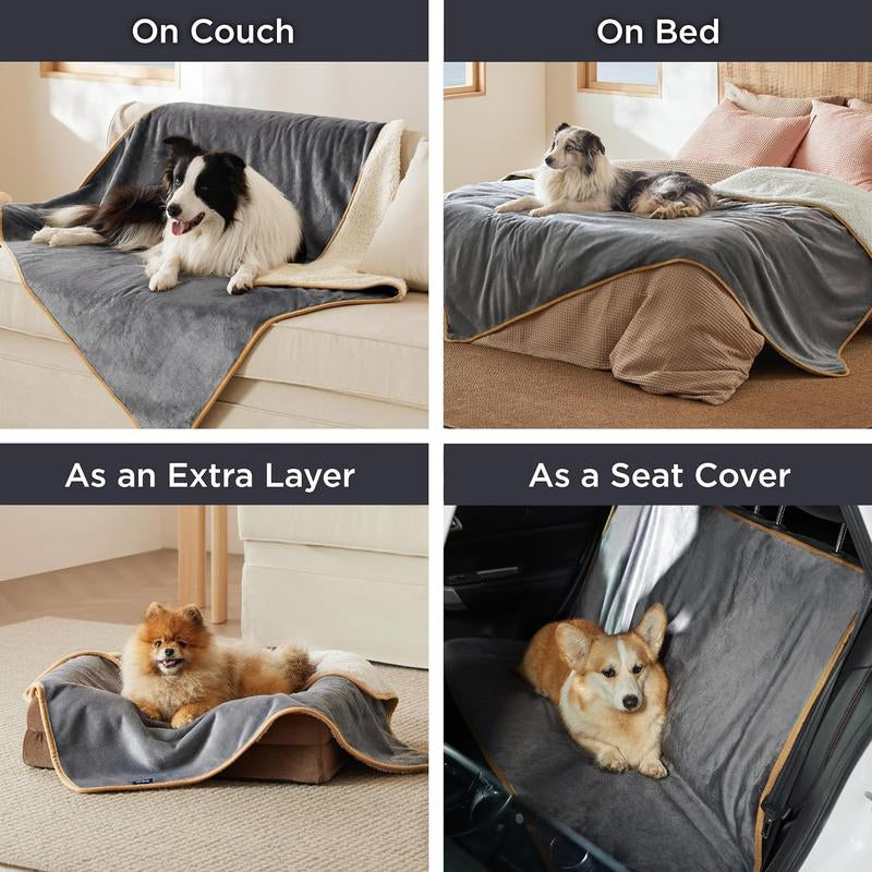 Bedsure Waterproof Dog Blankets for Small Dogs - Small Cat Blanket Washable for Couch Protection, Sherpa Fleece Puppy Blanket, Soft Plush Reversible Throw...