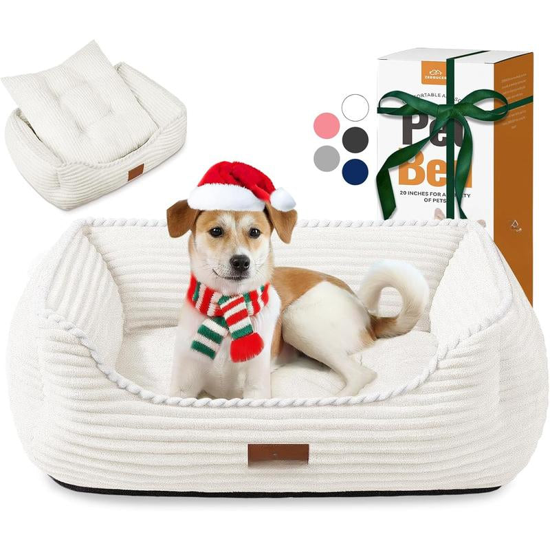 Bed for Medium Dogs, Sofa Beds Supportive Pet Couch Bed with Removable Washable Mat and Nonskid Bottom (Medium, Pink)
