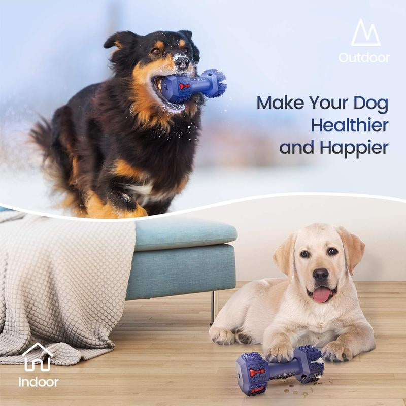 Petopia Dog Chew Toys Tough Natural Rubber Dumbbell Toy for Small Medium Large Dogs Indestructible