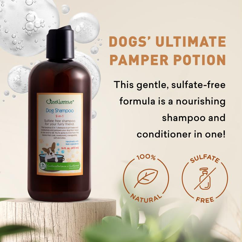Just Nutritive Dog Shampoo & Conditioner 2-In-1 – Moisturizing, Sulfate-Free, Natural for Itchy & Dry Skin – 16Oz