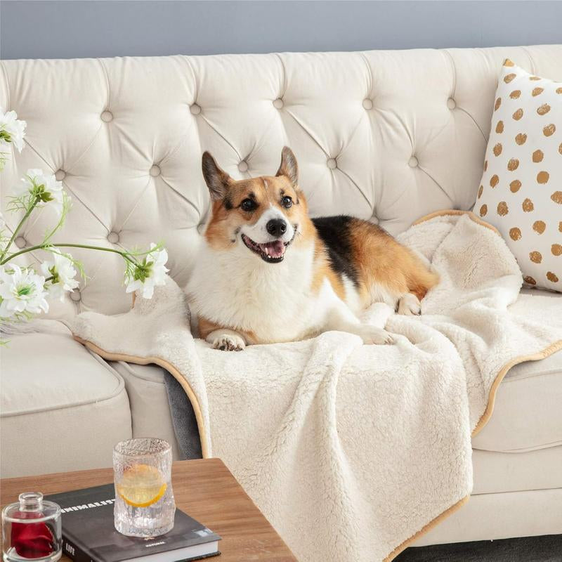 Bedsure Waterproof Dog Blankets for Small Dogs - Small Cat Blanket Washable for Couch Protection, Sherpa Fleece Puppy Blanket, Soft Plush Reversible Throw...