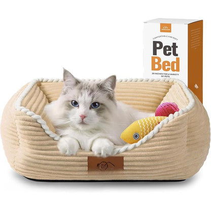 Bed for Medium Dogs, Sofa Beds Supportive Pet Couch Bed with Removable Washable Mat and Nonskid Bottom (Medium, Pink)
