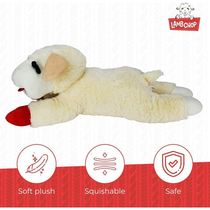 Multipet Lamb Chop Dog Plush Toy - Squeaky Dog Toy for All Dogs - Extra Soft Plush Dog Toy - Stuffed Animal Dog Toy for Cuddling & Playing - Jumbo Pet Toy (24", Cream) Multipet