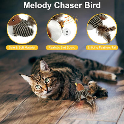 Simulation Bird Design Cat Toy, 1 Count/2 Counts Interactive Plush Cat Teaser Toys, Cat Teething Toy, Pet Supplies for Indoor Kitty Kitten Exercise Tools, Men Gifts