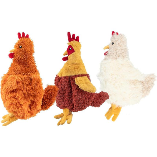 Best Pet Supplies Chicken Crinkle Plush Dog Toys for Interactive Play, Puppy and Senior Indoor Play, Colorful Chicken Toy Shape, Cute and Cuddly - Crinkle Chicken Bundle (Brown, Beige, Wine Red) Best Pet Supplies