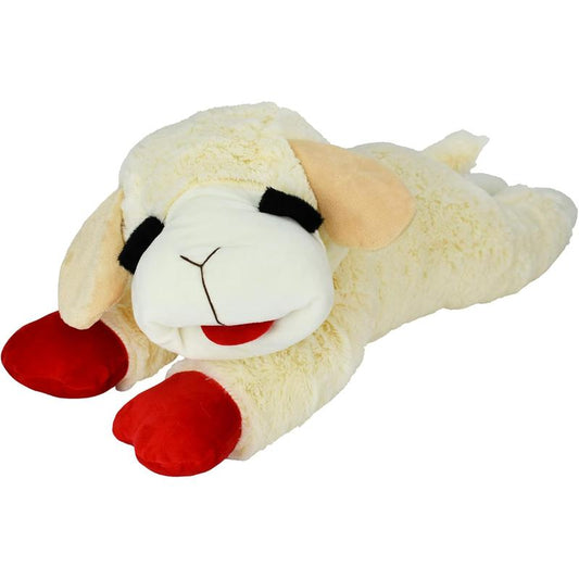 Multipet Lamb Chop Dog Plush Toy - Squeaky Dog Toy for All Dogs - Extra Soft Plush Dog Toy - Stuffed Animal Dog Toy for Cuddling & Playing - Jumbo Pet Toy (24", Cream) Multipet