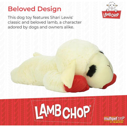 Multipet Lamb Chop Dog Plush Toy - Squeaky Dog Toy for All Dogs - Extra Soft Plush Dog Toy - Stuffed Animal Dog Toy for Cuddling & Playing - Jumbo Pet Toy (24", Cream) Multipet
